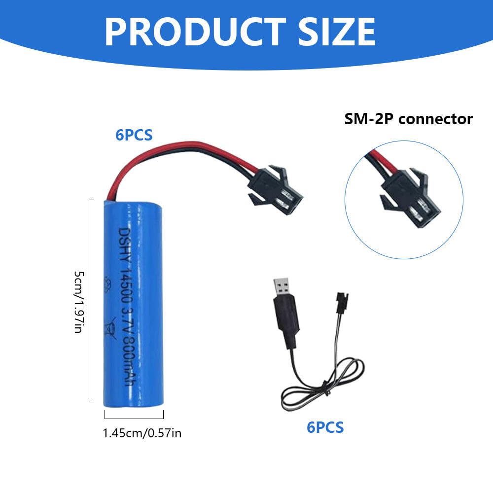 Batteria agli ioni di litio ricaricabile da 3,7 V, 500 mAh, con spina SM 2P per auto radiocomandata, controllo acrobatico doppio rotante, piccola barca RC, giocattolo anfibio telecomandato, camion RC