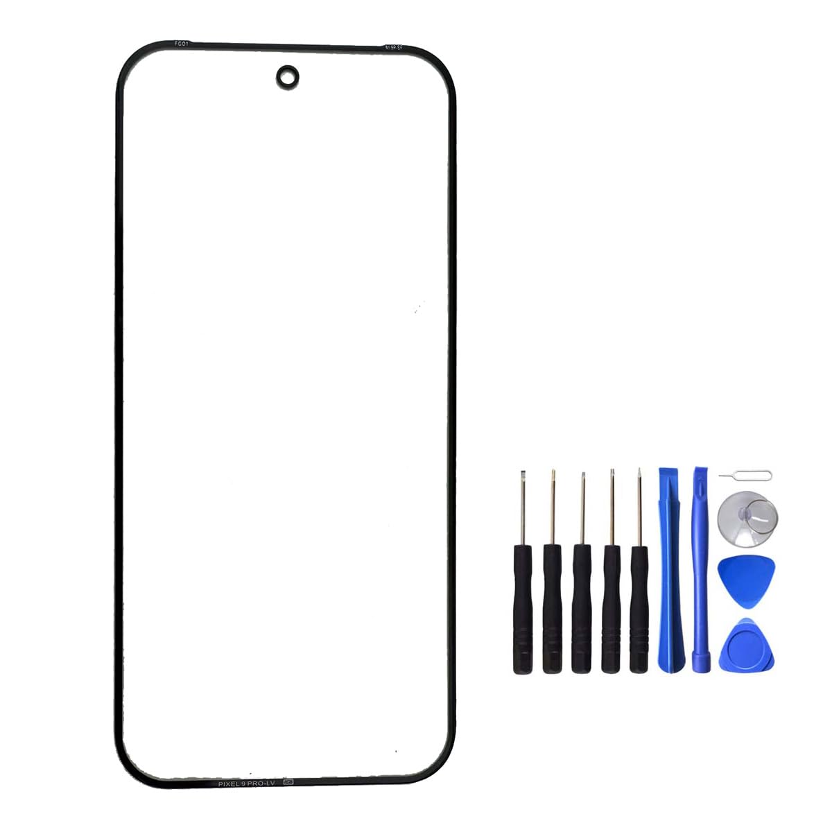 UPONEW for Google Pixel 9 Pro Front Outer Screen Panel Glass Lens - Black Front Screen Outer Glass Panel Lens Replacement with Opening Tool (Not LCD &Not Digitizer)