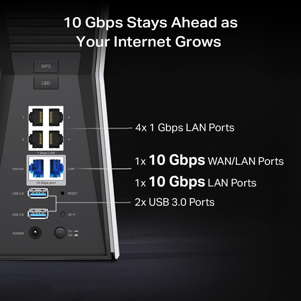TP-Link Router Tri-Band BE18000 WiFi 7 Archer BE770 | Puertos Multi Gigabit | 2X USB 3.0 | 10 flujos | Servidor y Clientes VPN | Easy Mesh, HomeShield, Red privada de IoT