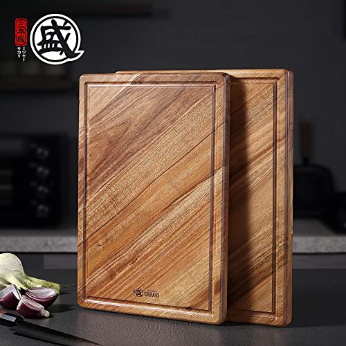 MITSUMOTO SAKARI 42.5 X 32.5 X 3.2 cm Japanese Acacia Wood Kitchen Chopping Board, Natural Wooden Cutting Board - Image 2