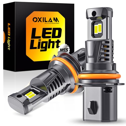 Image of OXILAM 9004 /HB1 LED Light Bulbs, 1200% Brighter 60000LM 6500K Cool White, Wireless, Anti-Flicker, IP68 Waterproof, 70,000Hrs, 1:1 Mini Size, Compatible with Cars SUVs Trucks, Pack of 2