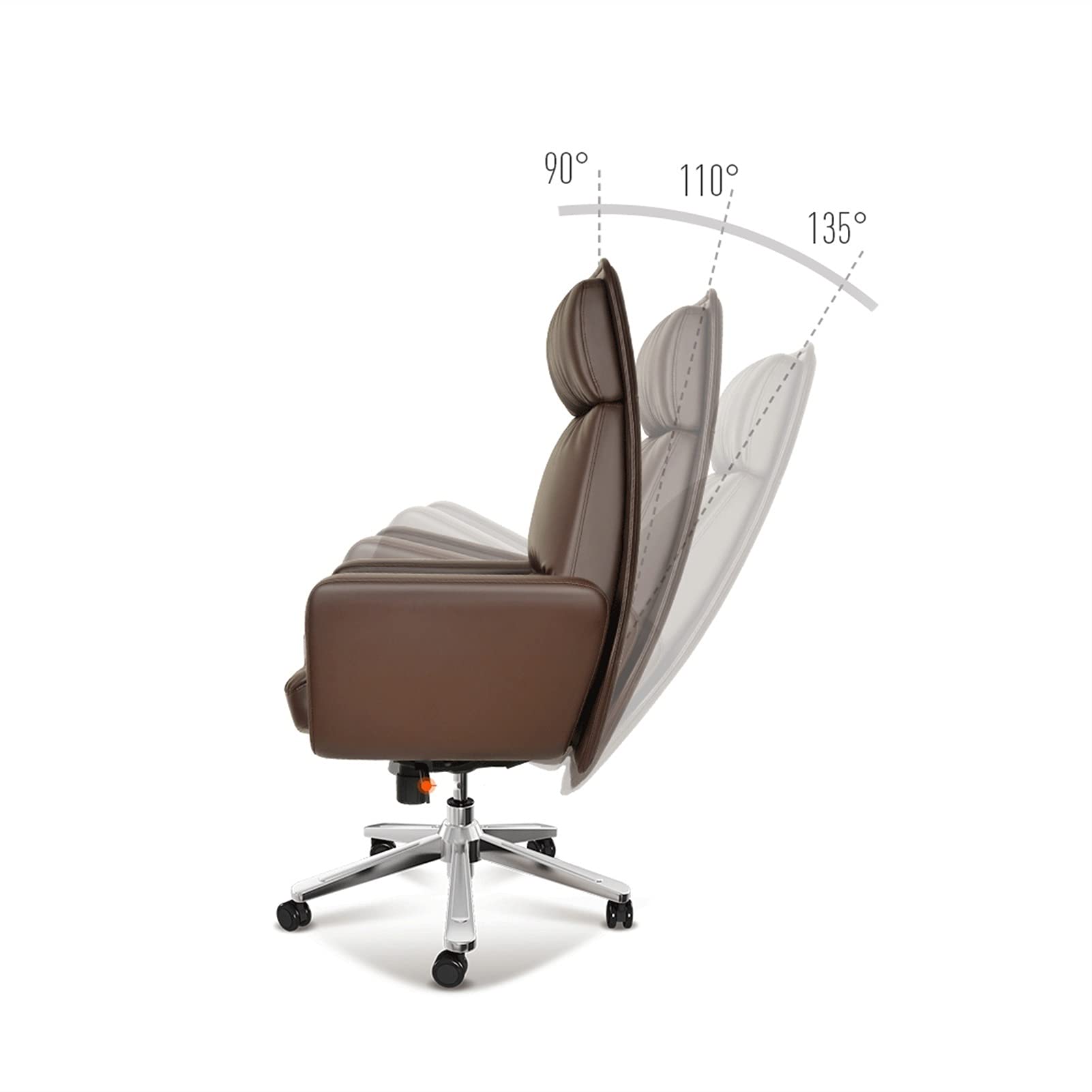Krzesło biurowe Executive Krzesła biurowe, Krzesło do gier komputerowych, Ergonomiczne krzesło Boss z podnóżkiem, 7-punktowe krzesło ze skóry bydlęcej z masażem, brązowe Warm as ever