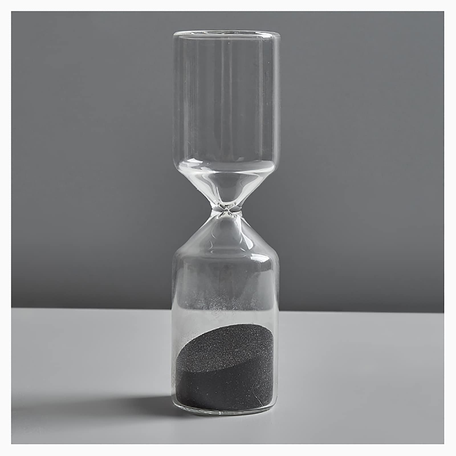 KFGISD, Hourglass Timer,Glass Sandglass Timer Home Desk Decor Kithchen Cooking Countdown,Black ，Hourglass(Black,15 minutes)