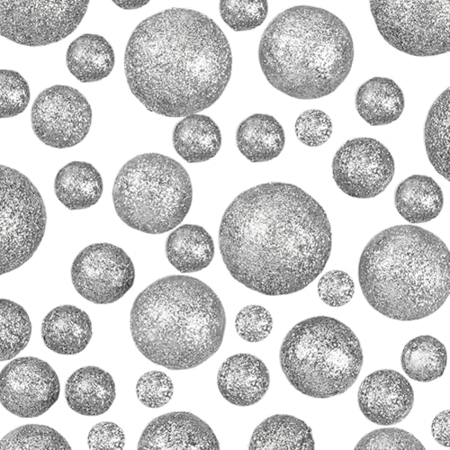 SOFPLATE 160 Boule de Mousse Pailletée Argentée pour Vase 12mm 15mm 20mm 24mm 28mm sans Trou Décoration de Noël Ronde Pompon pour la Maison Les Fêtes Les...