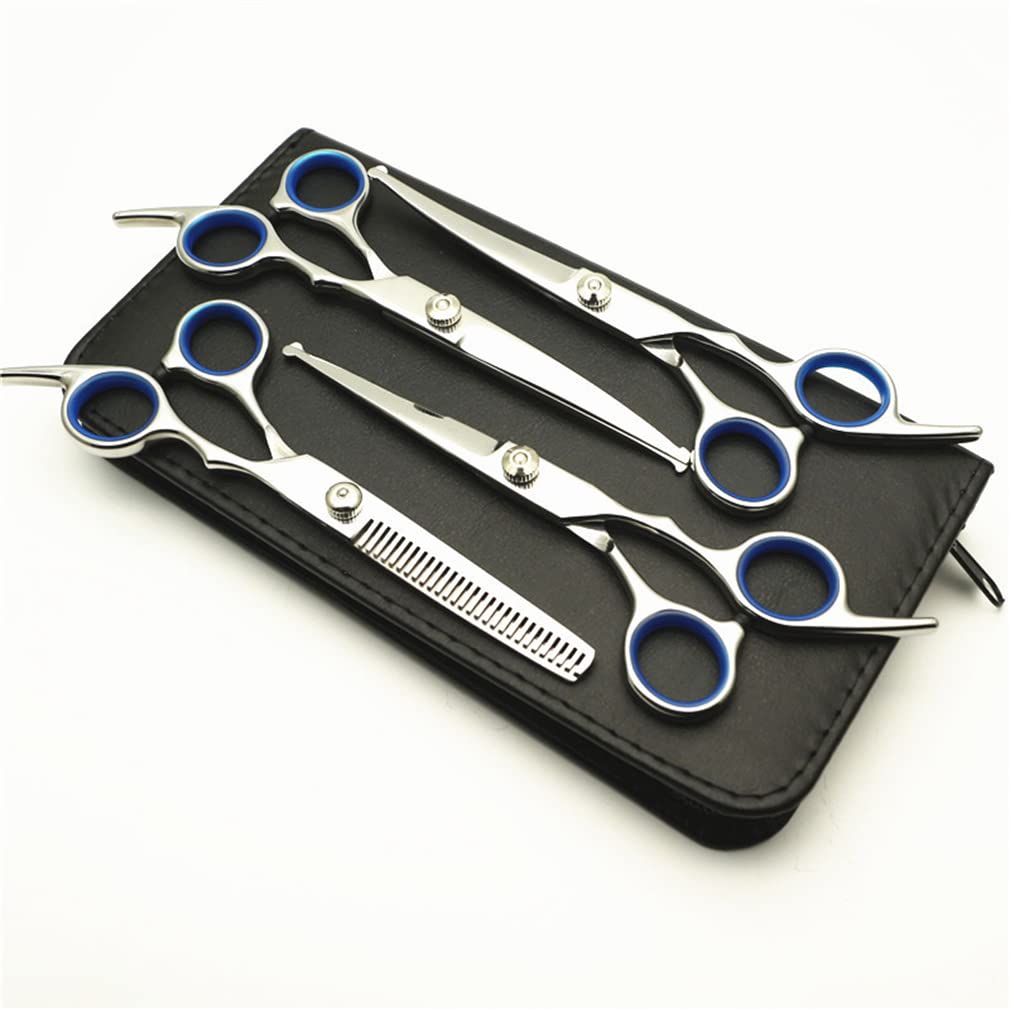 Forbici da 6,0 Pollici per Cani da 6,0 Pollici Set con Punta Rotonda di Sicurezza, Pet Hair Drawnning & Deshedding Shears Dritto con Sacchetto di Cuoio, per Cani Cat Cathes Care,5 Pieces