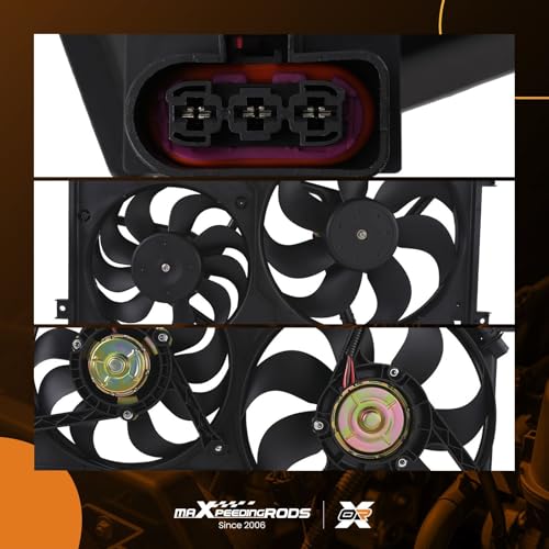 Image of maXpeedingrods Radiator Condenser Cooling Fan Assembly for Volkswagen Beetle 1998-2006, 1C0121206A 1C0121206B 620-773