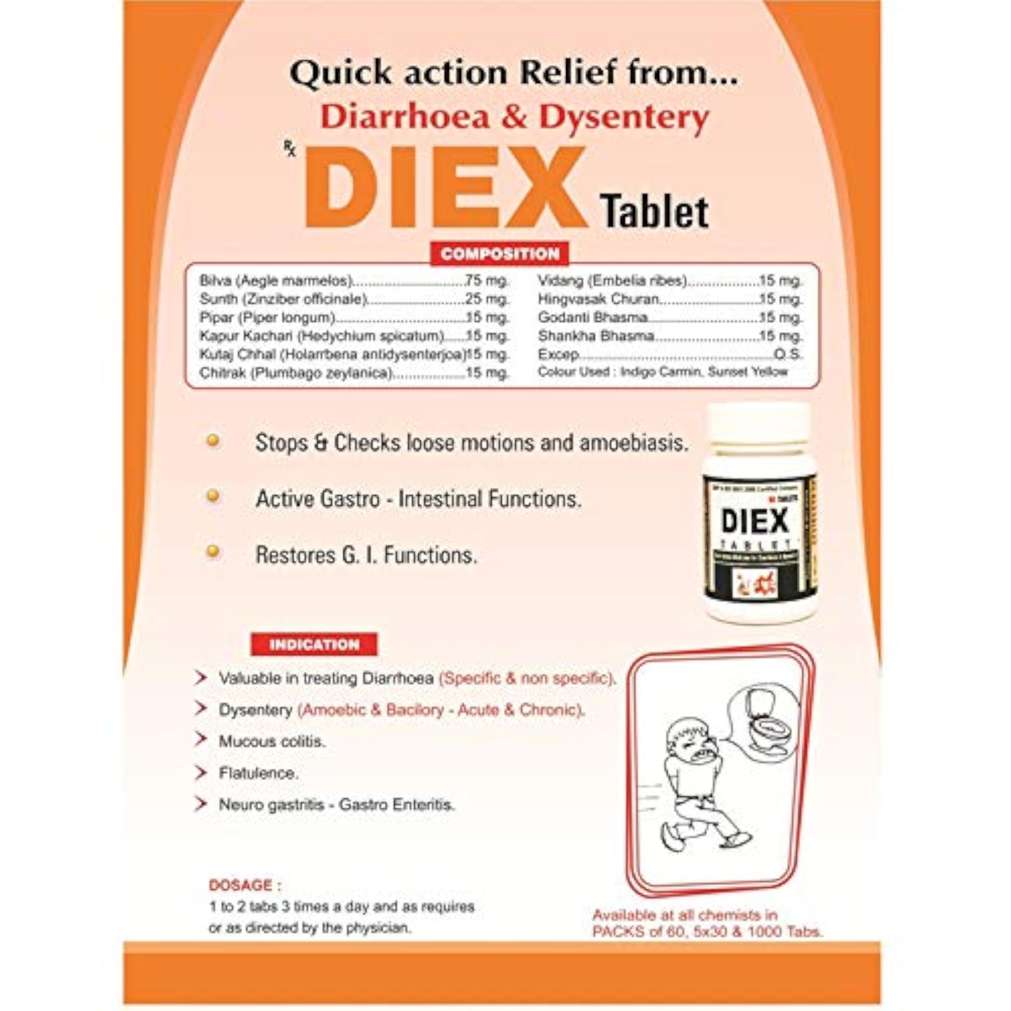 AYURSUN DIEX TAB Pack of 3, 60 Tablets