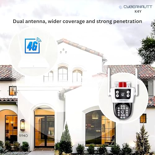 Image of XUGA - Cybernautt Series K4Y 4MP Dual Lens PTZ 4G Sim Wireless Outdoor CCTV Camera with Dual View | 360 | Night Vision | Motion Detection| Siren Alarm| Outdoor | Gym | Farm | Use Air-tel 4G Sim
