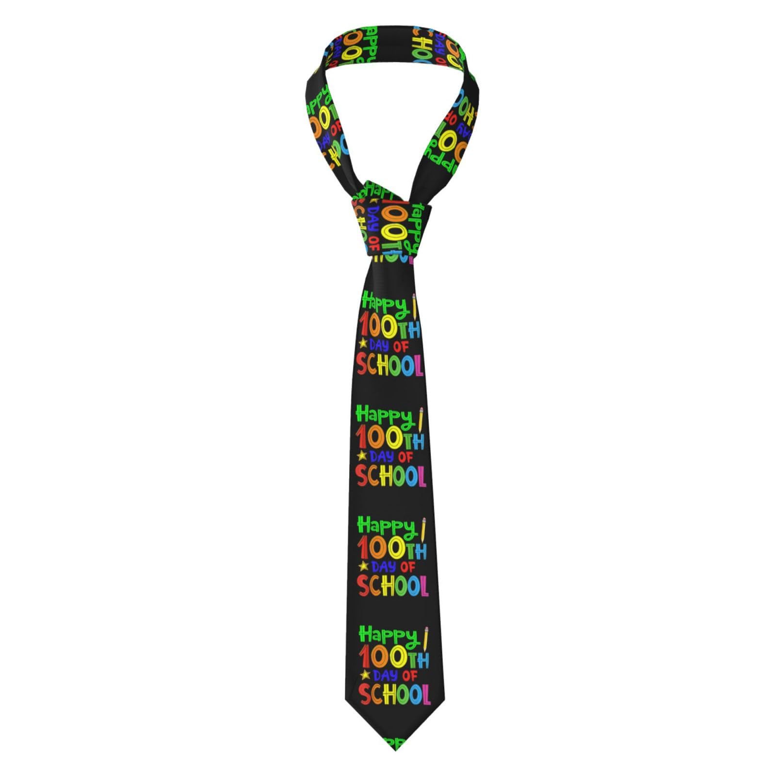 JYYAU Happy 100th Day Of School Teachers Students Necktie For Men Business Fashion Tie Neckwear Novelty Neck Ties Accessory For Weddings Party Festival