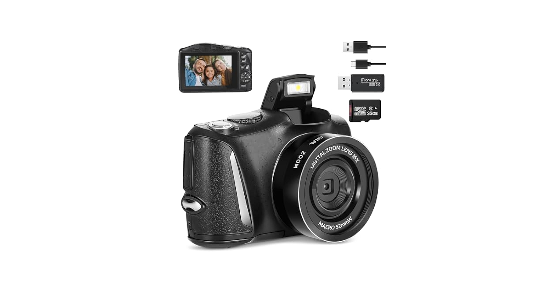 Amazon | NBDCAM 4K デジタルカメラ 32GB SDカード付き デジタル