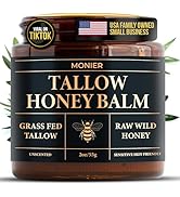 MONIER Tallow and Honey Balm for Face, Beef Tallow for Skin, Moisturizer with 100% Organic Grass-...