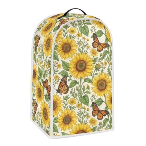 Image of Talayituse Daisy Sunflower Butterfly Print Blender Dust Cover, Fingerprint Protection Cover for Stand Mixer or Coffee Machine, Home Kitchen Appliance Covers for Stain Dust Resistant Supplies