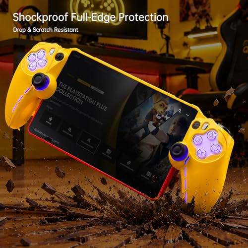 Image of UYIYE Thin Fit Designed for PlayStation Portal Remote Player Case (Yellow+White)
