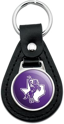 Black Leather Tarleton State University Primary Logo Keychain