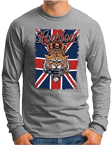 T-shirt Angleterre lion pour homme, le style UK au quotidien en gris