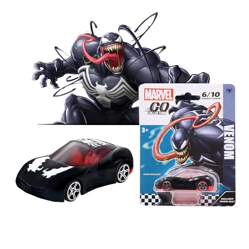 Image of Marvel Go Collection | Knight Speed | Venom | 1:64 Diecast Toy Car | Ages 3 and Up | Collect Them All, Black