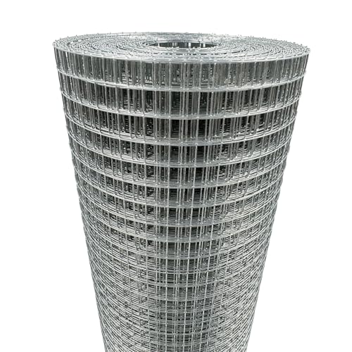 YAGJIA Wühlmausgitter 0.5m x 17m, Volierendraht 12.7mm x 12.7mm, Maschendraht Drahtgitter Feinmaschig Verzinkt, Drahtgeflecht als Hasendraht Kaninchendraht Hühnerdraht Hochbeet, 0,7mm