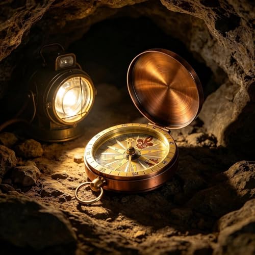 Brújula de bolsillo vintage de cobre portátil miniatura 5