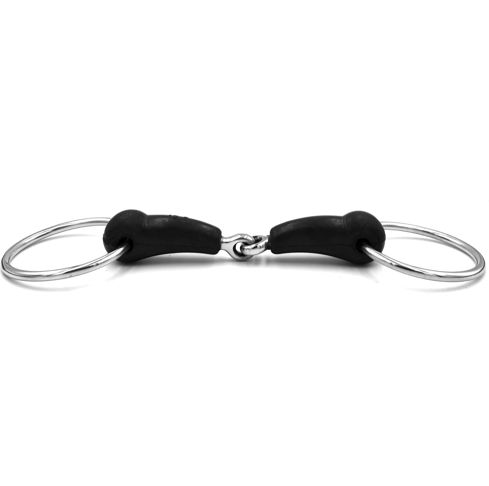 ES0233 Gebiss Wassertrense Gummigebisse Einfach Gebrochen mit Gummi aus Edelstahl Ringdurchmesser 65 mm Gebissstärke 20 mm (14.5 cm)