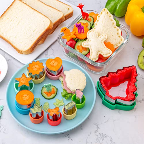 Sandwich Cutter For Kids 48 Pcs, Nifogo Fruit Cutters Shapes With Food Picks, Snowflake Snowman Christmas Tree Reindeer Shapes, Cookie Cutters Gift For Adult Boys Girls #TOP2