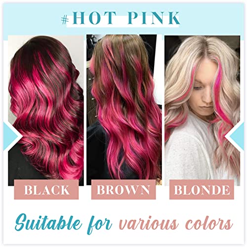 RUNATURE Pink Tape in Hair Extensions Human Hair 12 Inch Tape Hair Extensions Real Human Hair HotPink Invisible Tape Hair 20g - Image 3
