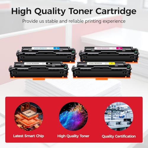 Image of 414X Toner Cartridge 4-Pack High Yield with Chip - Replacement for HP 414A 414X Toner - Use with LaserJet Enterprise M455dn MFP M480f, Pro M454 MFP M479 Series Printer - Black Cyan Magenta Yellow