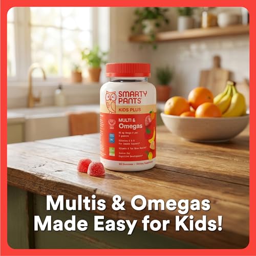 Image of SmartyPants Kids Multivitamin Gummies, Omega 3 (DHA /EPA), Vitamins D3, C, B12, B6, Vitamin A, K & Zinc, Gluten Free, Three Fruit Flavors, 80 Count (40 Day Supply)