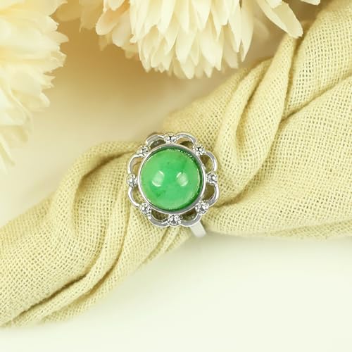 Image of Reiki Crystal Products Natural Original AAA Adjustable Green Jade Ring Genuine Gemstone Ring for Women