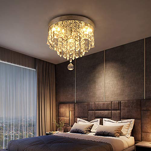 Image of Dreamie Crystal Chandelier Lights for Ceiling | Mini Crystal Chandelier Jhoomer Flush Mount Ceiling Light for Hall, Kitchen, Living & Dining Bedroom | Size 400 MM