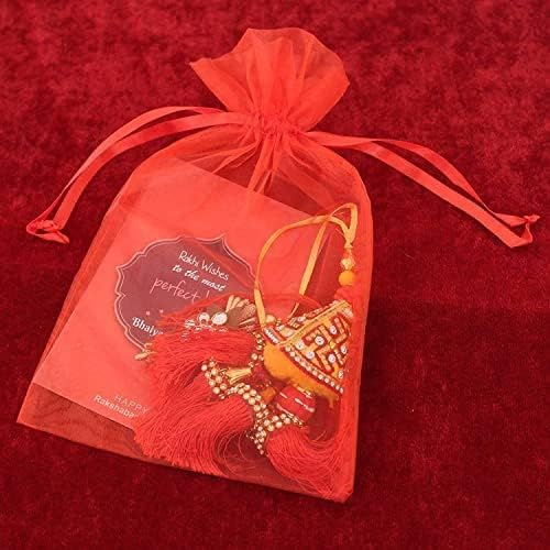 Image of TIED RIBBONS Rakhi for Brother and Bhabhi - Designer Lumba Rakhi Set with Roli Tikka for Bhaiya Bhabhi for Rakshabandhan