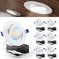 Sunco Lighting 6 Pack Recessed LED Lights Canless 4 Inch Eyeball Gimbal 12W, Selectable 2700K/3000K/3500K/4000K/5000K, Angled Directional Light with Jbox, Ultra Slim Dimmable, ETL.