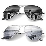 KALIYADI Classic Aviator Sunglasses for Men Women Driving Sun glasses Polarized Lens UV Blocking (2 Pack) 58mm