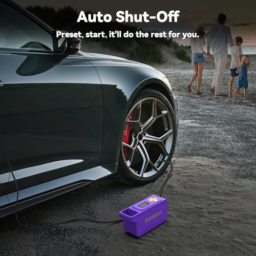 Image of 150 PSI Tire Inflator Portable Air Compressor with Digital Pressure, Purple