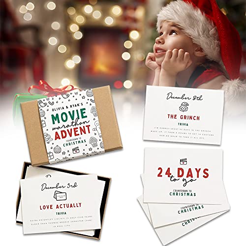 Christmas Advent Calendar 2022, 24pcs Christmas Movie Advent Calendar, Christmas Calendar Advent Countdown Calendar Card Set Gift for Women Kids or Teens (movie pattern)