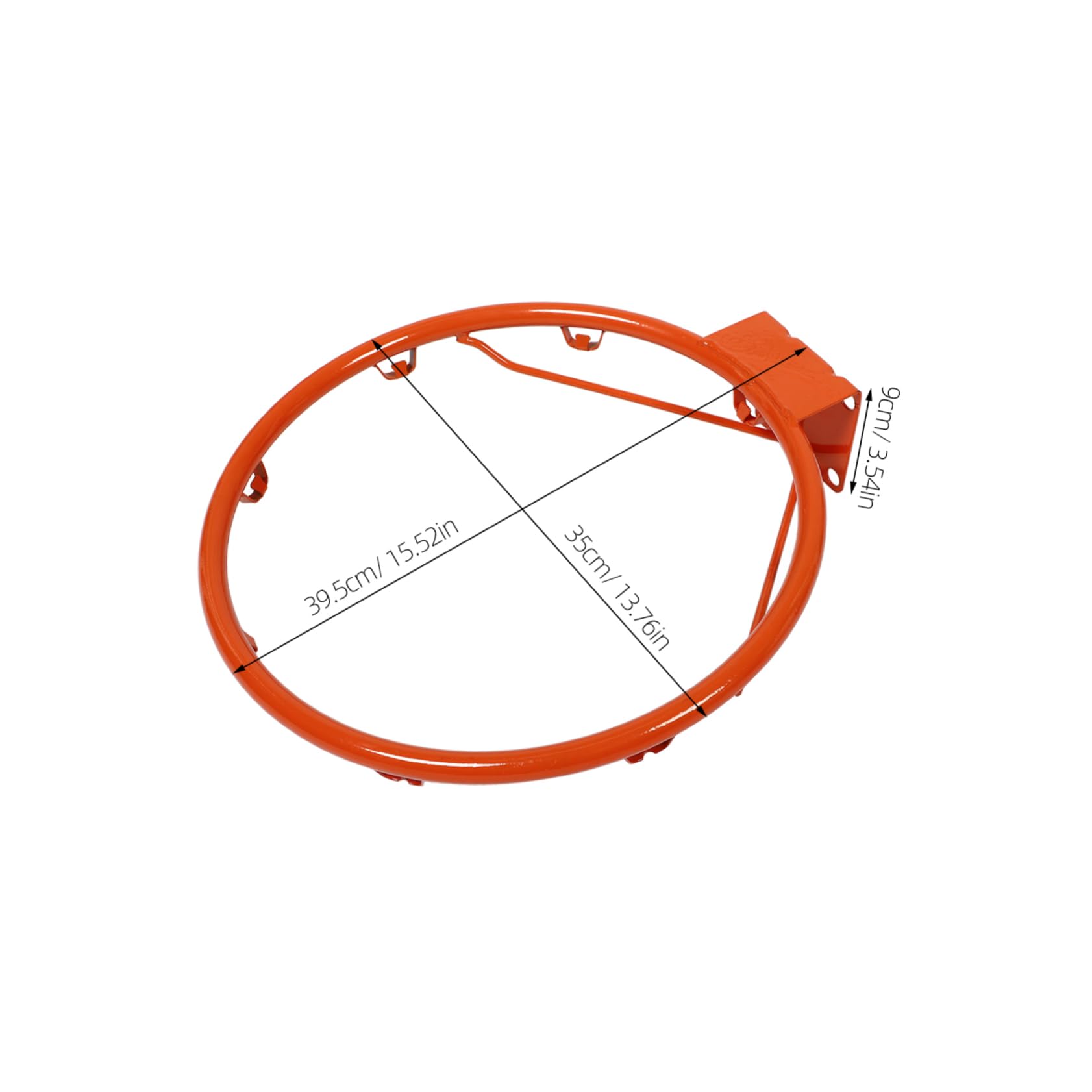Yardwe Basketball Hoop Wall Mounted No Drill Solid Rim Basketball Net for Year Use Durable Construction for Adults Versatile Training Orange