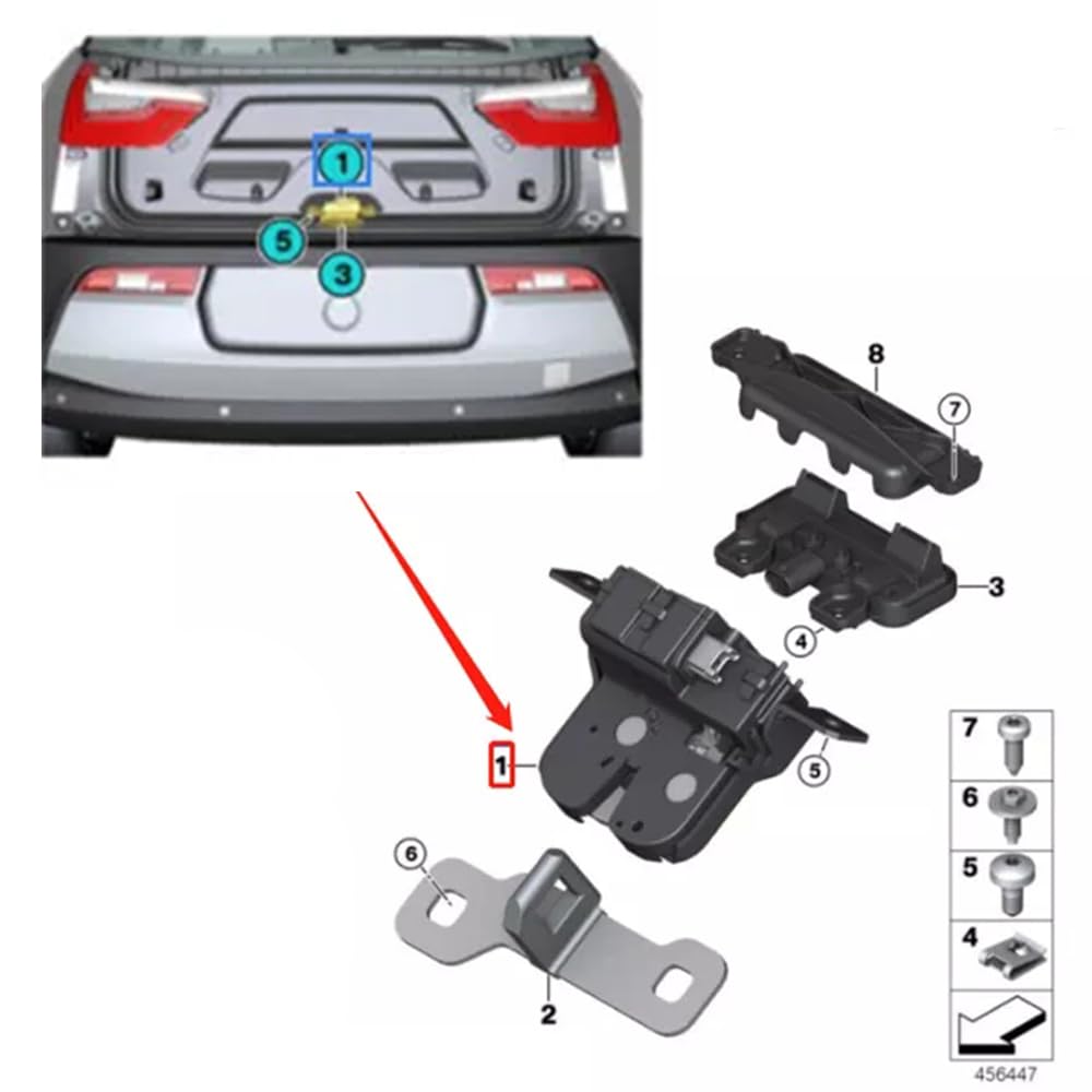 Serratura Maniglia Portellone Serratura del Bagagliaio del Portellone Compatibile con BMW Serie 1 F20 F21 51247248075 7248075
