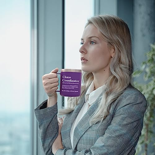 Gingprous Chaos Coordinator Gifts Insulated Coffee Mug, Unique Office Gifts Idea For Coworker Boss Lady Women, Thank You Appreciation Gifts For Teacher Coworker Wedding Office, 12Oz Travel Mug, Purple #TOP4