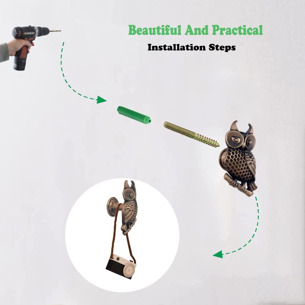 Owl Coat Hooks, Owl Wall Hanger Hooks Rack, Decorative Wall Mounted Coat Hooks for Hanging Clothes Coats Towels Keys Hats, 4 Pack Animal Mounted Wall Hook