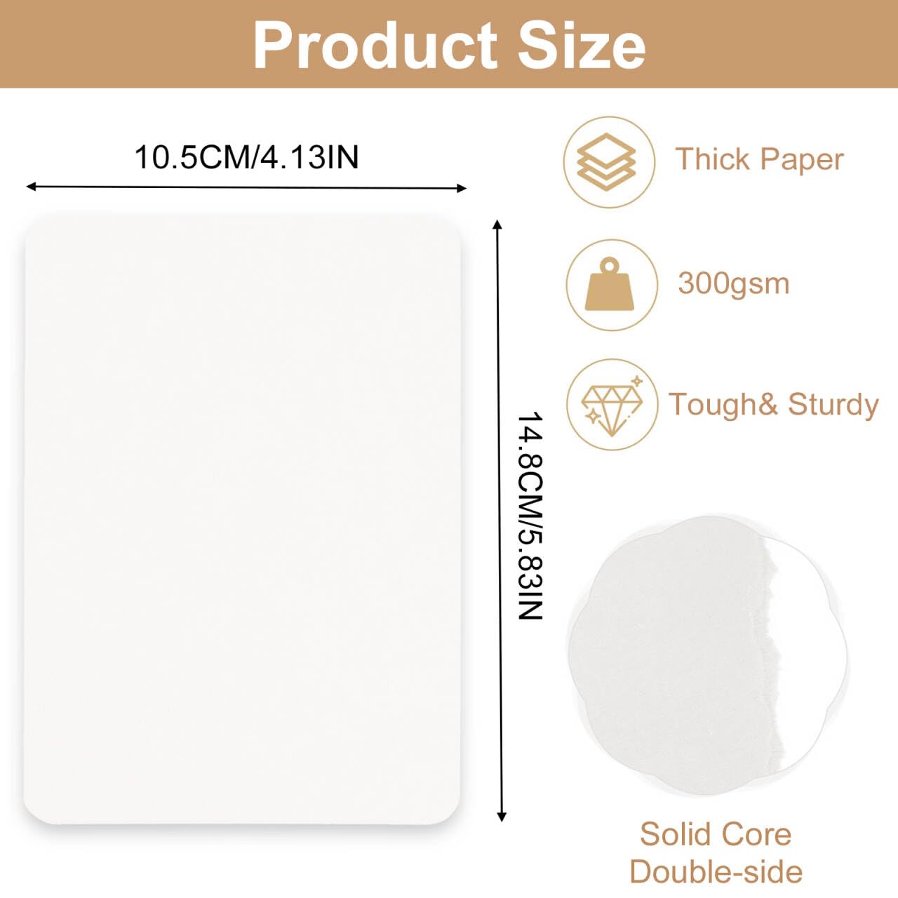 Papier Cartonné A6 300g/m² Blanc 60 Pièces Carte Vierge Imprimable 10.5x14.8CM