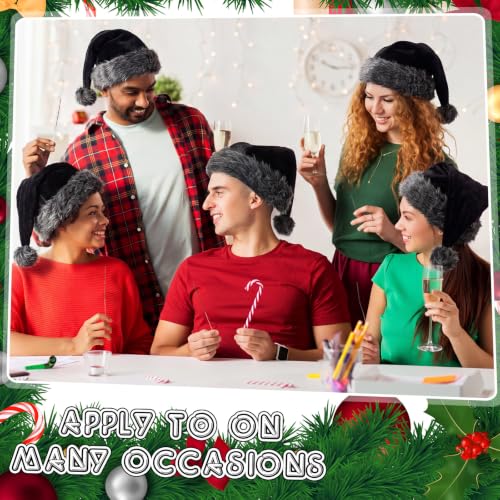 Image of Vicenpal 20 Pcs Santa Hats Bulk for Adults, Grey Black, Classic