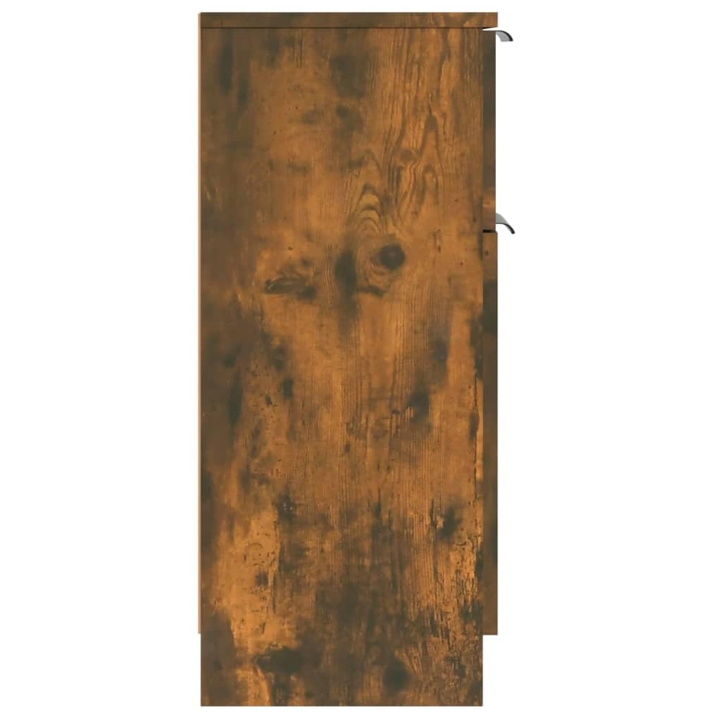 Zestaw 2 komodów, dąb wędzony, materiał drewnopochodny, 30 x 30 x 70 cm, z drzwiami i szufladą, uniwersalna szafka do przechowywania do salonu, sypialni, kuchni, przedpokoju