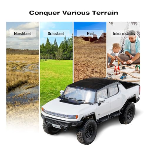 Image of EAZYRC FMS FCX18 1 /18 GMC Hummer EV RC Truck Black with Official License, 4x4 RC Rock Crawler 8+KMH Off-Road Pickup Remote Control Car with Light,2.4Ghz Radio and USB Charger