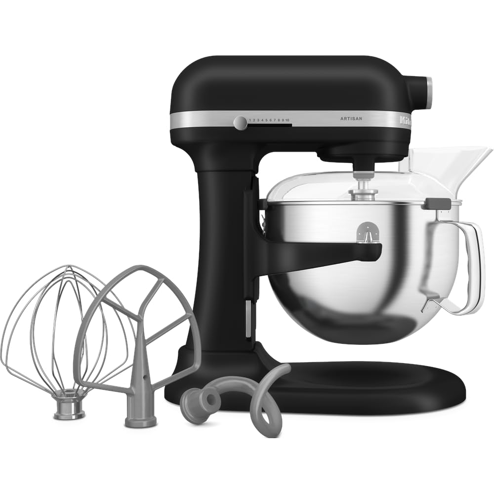 KitchenAid Robot cukierniczy – rzemieślnik – wielofunkcyjny robot kuchenny z podnoszoną miską, z 4 akcesoriami i miską ze stali nierdzewnej 5,6 l, lukrecja czarna