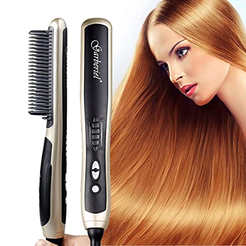HECLOUD Professional Pressing Comb Negative Ion 0 Damage Hair Straightener Brush,PTC Ceramic Heating,6 Gear,One Pass,Automatic Shut Off,Suitable for Thick Hair ï¼ŒWigsï¼ŒFrizzyï¼ŒCurly Different Hair