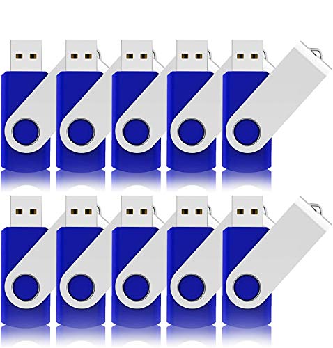 1GB USB Flash Drive 100 Pack USB 2.0 Thumb Drives Jump Stick Fold Storage Memory Sticks Swivel Design - Blue