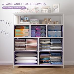 EnHomee Dresser, Dresser for Bedroom with 7 Drawers, Purple Dresser, Dresser TV Stand for Bedroom & Chests of Drawers, Dresser for Clothes Storage for Bedroom with Wooden Top and Metal Frame EnHomee Dresser Dresser for Bedroom with 7 Drawers Purple Dresser Dresser TV Stand for Bedroom Chests of Drawers Dresser for Clothes Storage for Bedroom with Wooden Top and Metal Frame