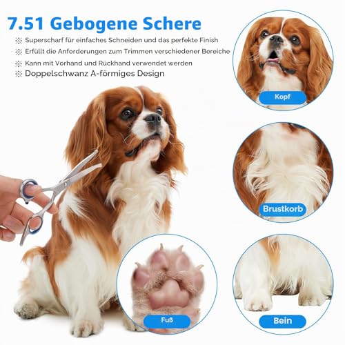 Bubuxy Hunde Scheren, Gebogene Schere Hund Fellschere Für Hunde, Hund und Katze Sicherheit Runde Spitze Grooming Schere… – Ansicht 6