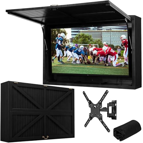Coperat Outdoor TV Enclosure, Solid Wood Outdoor Television Hard Cover, Weatherproof...