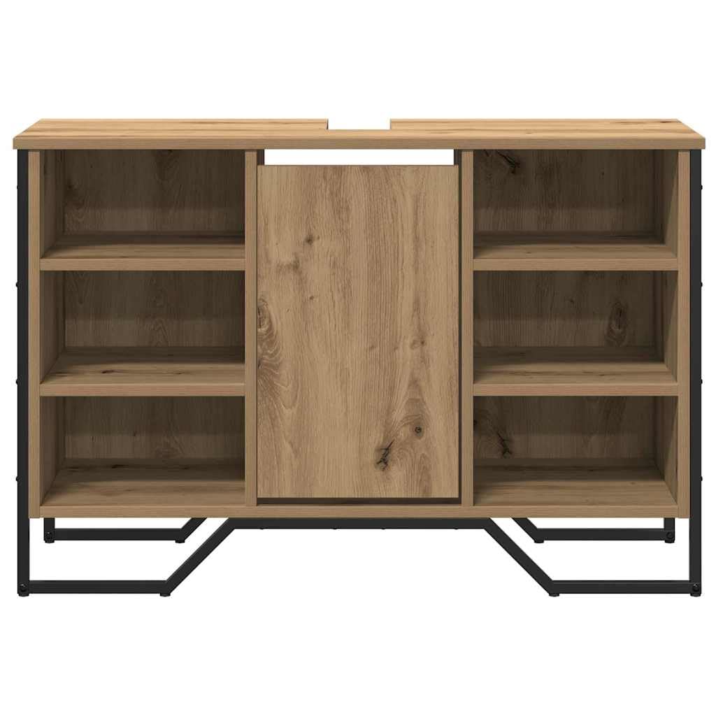 Szafa pod umywalkę, dąb Artisan, 91 x 35 x 60 cm, materiał drewnopochodny z 6 stabilnymi półkami, miejsce do przechowywania mebli łazienkowych, oszczędność miejsca, dla gości WC i łazienki