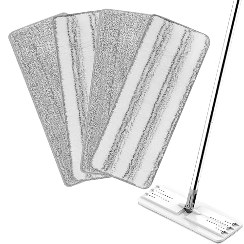 Yicotira 4 Pack Mop Replacement Pads Compatible with Joymoop Flat Mop or Mop Bucket Set - Microfiber Flat Mop Pads for All 13 X 4.9 Squeeze Flat Floor Mop - Washable Mop Head Replacement